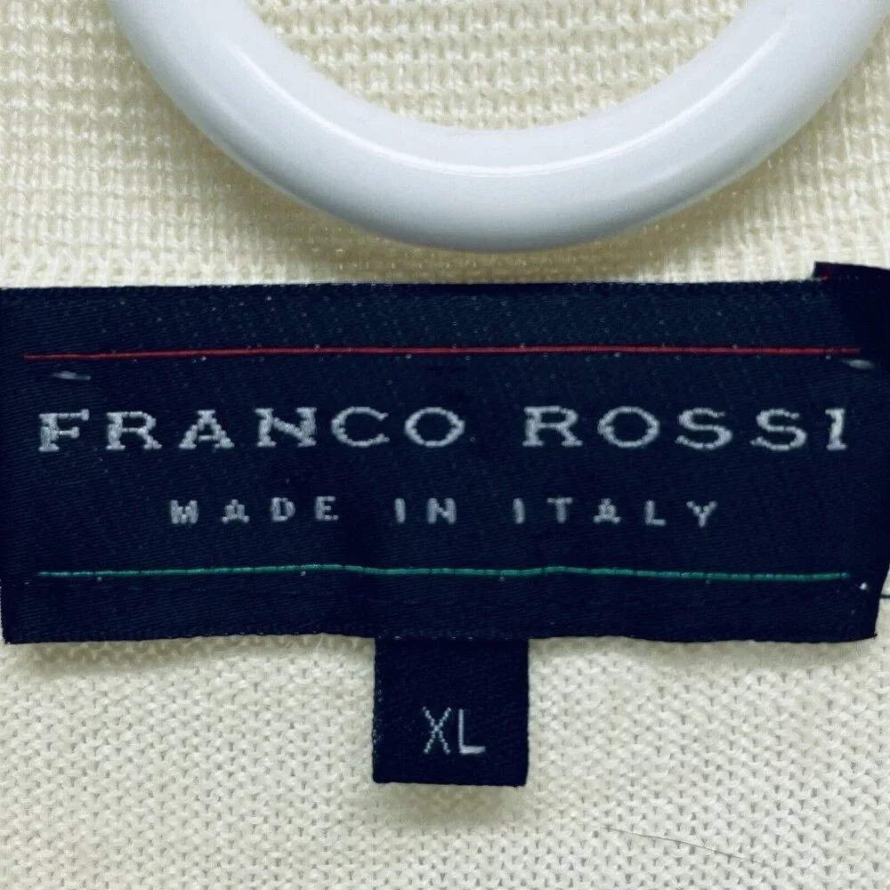 Franco Rossi Sweater Size XL Men’s Merino Wool Blend Long Sleeve Button Cream